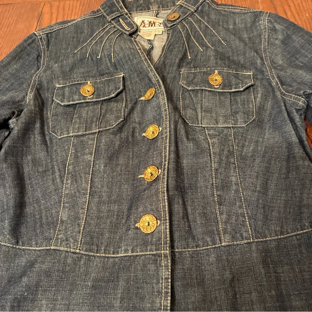 AMI Women's M Denim Jacket Nehru Peplum Waist - Picture 3 of 12